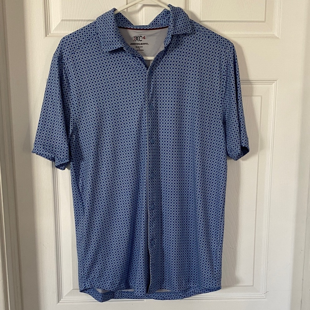 Johnston & Murphy Navy Geometric Button Down Shirt XC4